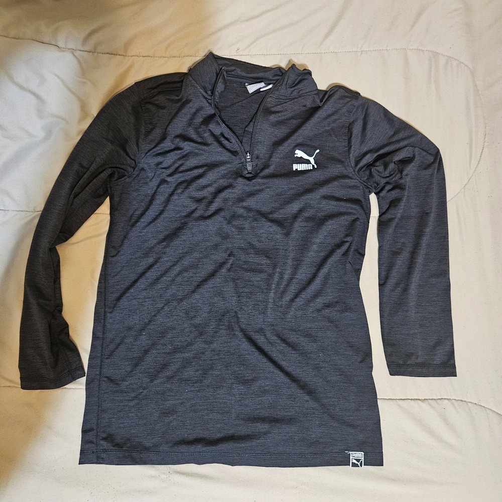 Puma long sleeve shirt Youth Size Large (14/16)  Black/Grey 1/4 zip‎